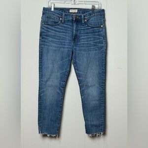Madewell Women’s 9” High Rise Skinny Crop Raw Hem Cotton Blend Jeans Size 31